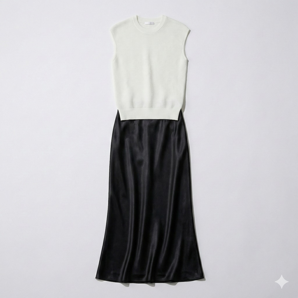 knit-satin-skirt-set